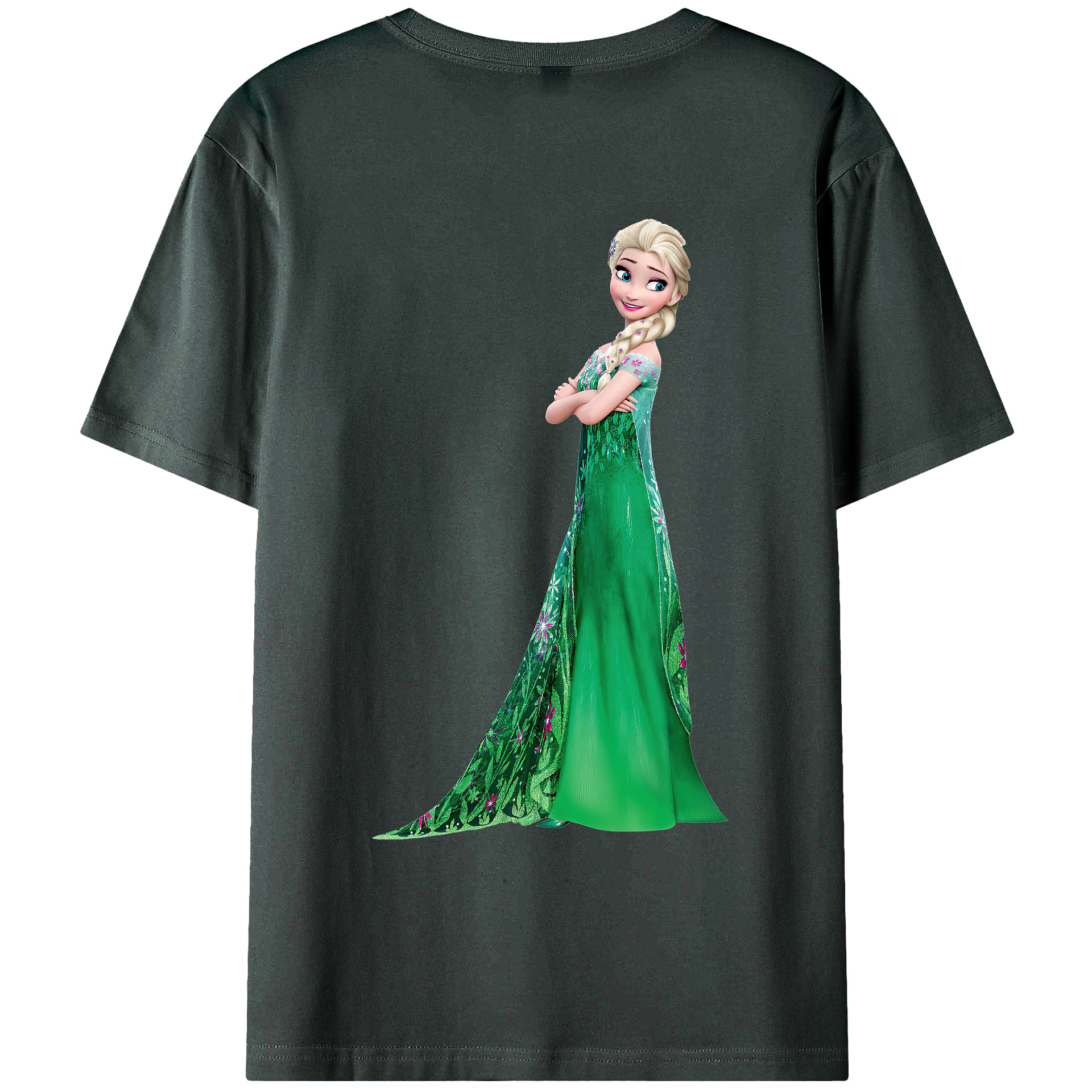 （画像用） アナと雪の女王 アンナ エルサ Frozen Anna Elsa 綿100％ メンズ半袖Tシャツ（バックプリント） 通気性